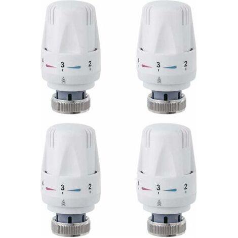 Tête thermostatique M30 x 1,5 – Lot de 4 pièces – Fonction antigel – Réglage de température 6-28°C – Installation rapide-Chrom (1/5)