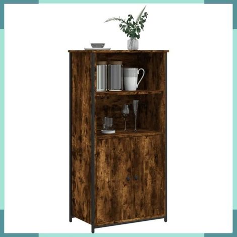 834212 Buffet haut chêne fumé 62x36x121,5 cm bois d'ingénierie (1/5)