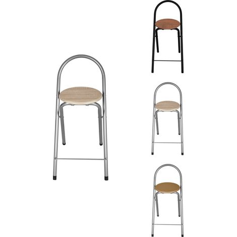 Taburete Plegable 80x40x45 cm - Elegante y Duradero en Negro y Plata con Reposapiés, Ideal para Cocina