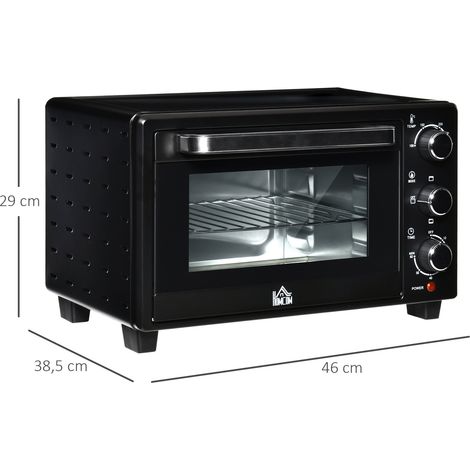 Four micro-ondes et gril 21L, 3 modes de cuisson, 100°C-230°C, 1400W, acier inoxydable et verre, noir et argent, 46,4x38x28,5cm