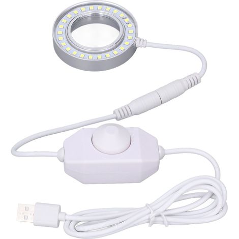 Mikroskopbeleuchtungslampe mit Spiralverschluss, einstellbare Helligkeit, LED-Ringlicht mit Regler (1/5)