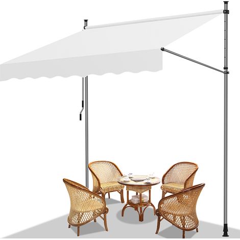 TolleTour Tenda da balcone bianco latte, 250x120 cm, regolabile, protezione UV, per esterni