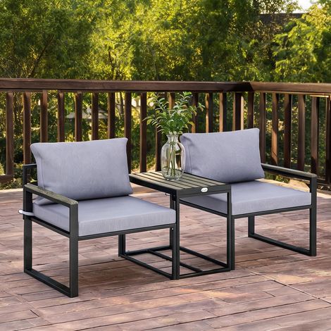 Table de jardin coloris gris en acier Polyester 64 x 63 x 63 cm (1/5)