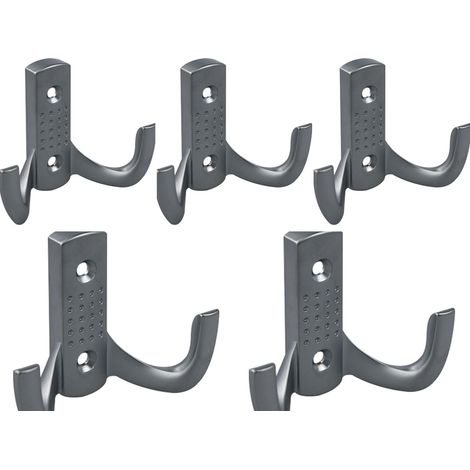 Mantelhaken 5er Pack Ausführung Chrom matt Kleiderhaken Wandhaken aus Metall (1/2)