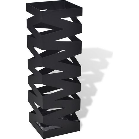 vidaXL Portaombrelli Bastoni Passeggio Quadrato Acciaio 48,5 cm Nero (1/5)