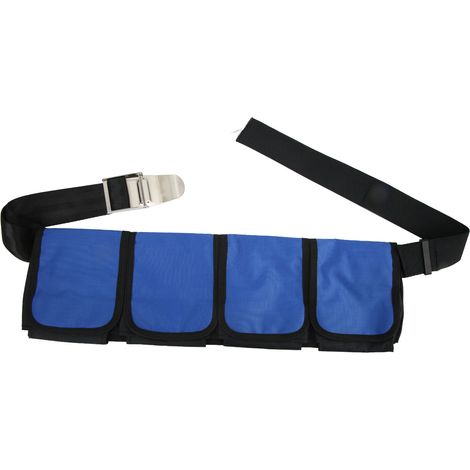 Ceinture de lestage à poches pour la plongée, en tissu Oxford, avec 4 poches pour la plongée en apnée et le snorkeling, bleue. (1/5)