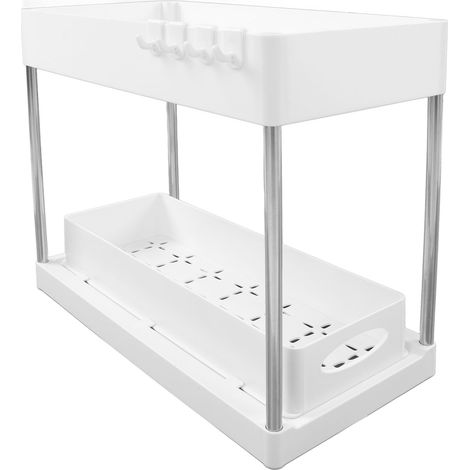 Paniers de rangement coulissants grande capacité pour sous-évier, idéaux pour salles de bains, cuisines, placards, buanderies et bureaux (blanc).