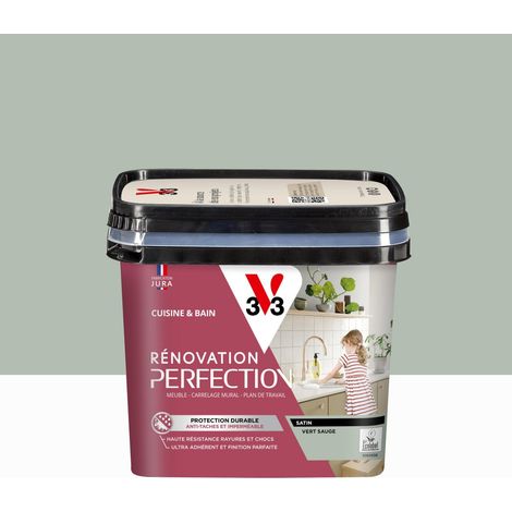 Vernice per mobili, V33 Ristrutturazione Cucina e Bagno, 0,75L, verde salvia satinato V33