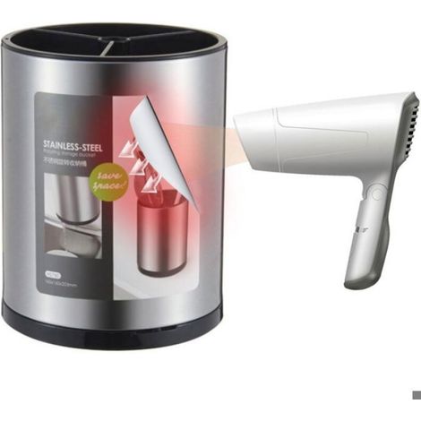 Pot à ustensiles de cuisine, support à ustensiles en acier inoxydable, rotation à 360°, 20,8 x 17 cm, avec séparateur amovible (1/5)