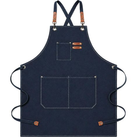 Tabliers de Cuisine 68x76cm Réglable Tablier Barbecue avec 3 Poches Tablier pour Hommes Femmes Tablier Sangles Croisées Tabliers pour Barbecue, Restaurant, Jardin, Café (1/5)