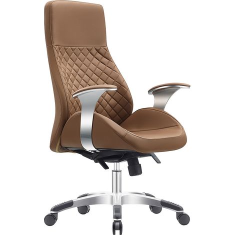Vivol – Fauteuil de bureau Bologna cognac – Réglable en hauteur – Dossier haut – Inclinaison pour posture détendue – Rotation 360° (1/5)