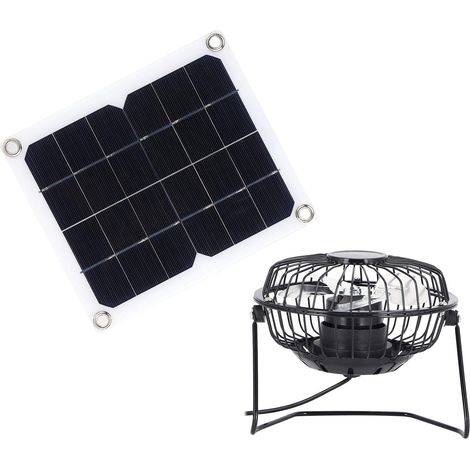 Ventilateur Solaire, Ventilateurs Solaires pour la Maison, Ventilateur de Grenier Solaire avec et 2 Mousquetons et 4 Ventouses, Panneau 10 W avec de Refroidissement, Panneau Photovoltaïque (1/4)