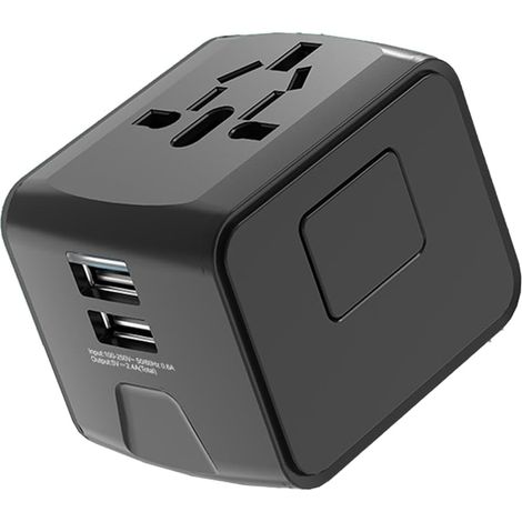 Chargeur de TéLéPhone Universel Tout-en-Un, Adaptateur de Prise d'alimentation de Voyage avec Deux Ports de Chargement USB pour Les ÉTats-, L'UE, Le Royaume- et L' (1/5)
