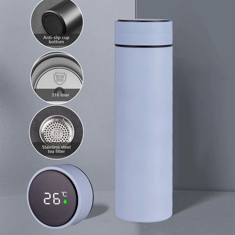 Tasse Isolée En Acier Inoxydable - Affichage Numérique De La Température - Pour Bureau Déplacement Extérieur - 1 Pièce (1/5)