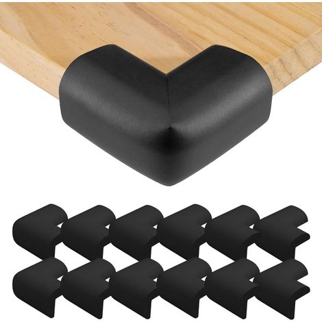 Protections d'angle pour bébé - Lot de 12 - Bords de protection - Protections d'angle de table - Bords en mousse - Sans résidus de colle - Anti-collision - Bébé et enfant - Coin de table - Noir (1/5)