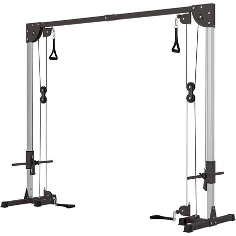 Appareil de musculation double poulie vis à vis crossover, charge libre avec haltère 2 x 50kg dim. 245L x 85l x 207H cm (1/5)