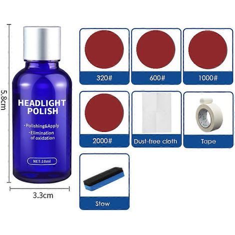 Kit de réparation et de restauration des phares de voiture : nettoyant. polissage et outils de nettoyage (1/2)
