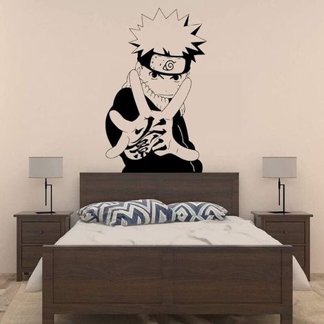Autocollants muraux style anime bande dessinée japonaise décoration de la maison ornements, personnage de dessin animé Naruto autocollants muraux auto-adhésifs