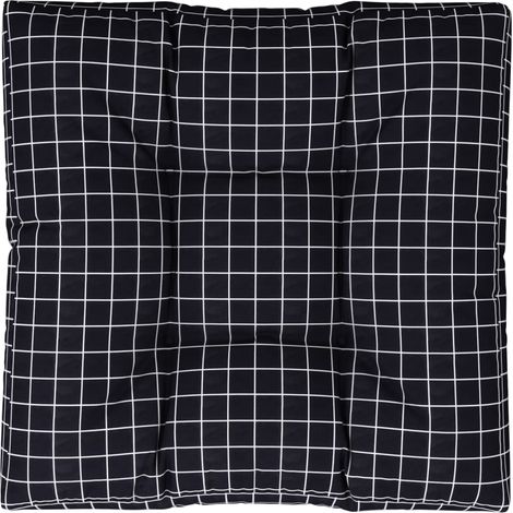 Cojín para palés tela a cuadros negro 70x70x12 cm vidaXL