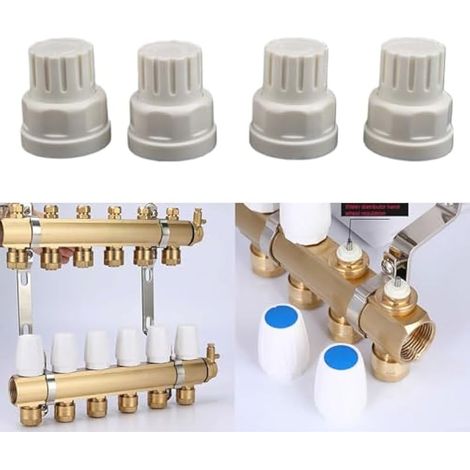 Lot de 4 bouchons de valve de radiateur thermostatiques en plastique M30 x 1,5 pour chauffage au sol (court) (1/4)