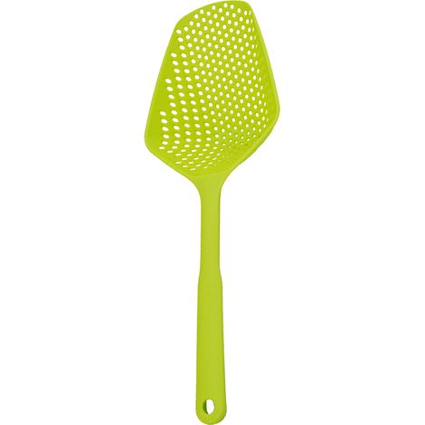 Cuillère-écumoire multifonctionnelle intégrée en plastique PP avec fentes intégrées, pour la cuisine (verte). (1/5)