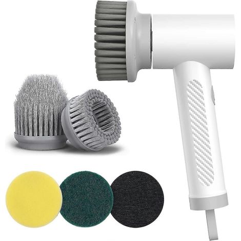 Brosse de nettoyage électrique sans fil - Brosse de douche portable rechargeable pour nettoyer tapis, toilettes, sols, vitres et écluses - Puissance (1/5)