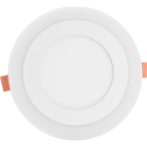 Panneau lumineux ultra-mince bicolore rond encastré, non chargé 6+3W blanc foncé et bleu (1/5)