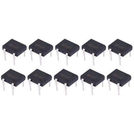 DB107 Pont Redresseur de Diode 1A 1000V 4 Broches pour Appareils Ménagers et Circuit Électronique Industriel(10Pcs) (1/4)