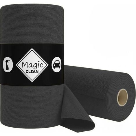 Chiffons microfibres, vitre, salle de bain, voiture, meuble, réutilisables, sans peluche - 75 feuilles déchirables 30x30cm noir