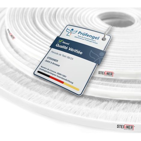 Joint brosse autocollant Blanc 22 mm x 5 m - Joint pour portes de garage, extérieures et industrielles - Coupe-vent, protection extérieure, pare-poussière pour la maison (1/5)