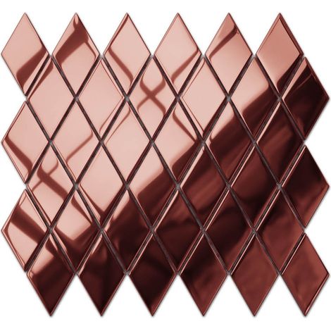 Ilcom mosaico in vetro su rete per bagno e cucina 26.5cm x 30.5cm - Copper magic romb (1/4)