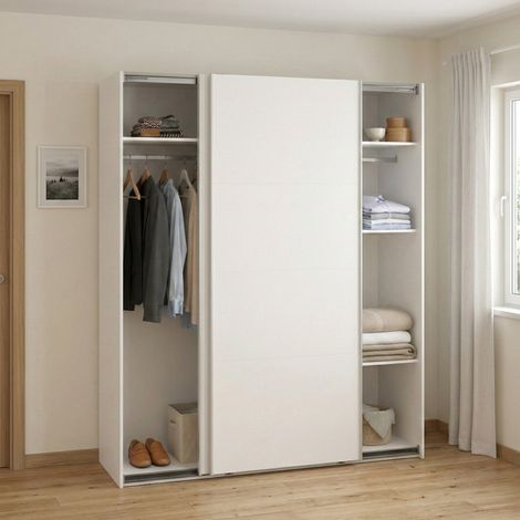 Dmora - Armadio multiuso 2 ante Margot, Mobile multifunzionale, Mobiletto scarpiera, Guardaroba porta scarpe, 179x65 h220 cm, Bianco (1/5)