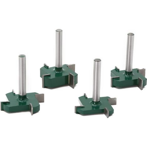 6mm Shank 4 Edge T Type Slotting Cutter Woodworking Tool Router Bits- 4Pcs Set (1/5)