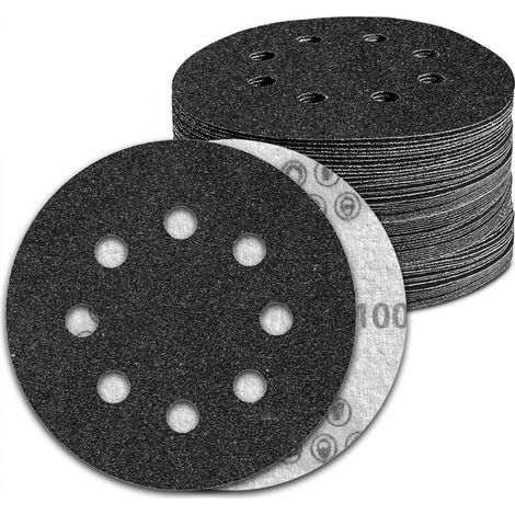 Disque Abrasif Sec and Eau Trous Grain Carbure de silicium pour Ponceuse Excentrique 100 pièces 125mm 8 100 (1/5)