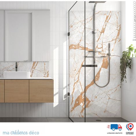 Panneau de douche : Marbre de Toceno 1 - Couleur Sépia - Alu composite - 90 - 245 (1/3)