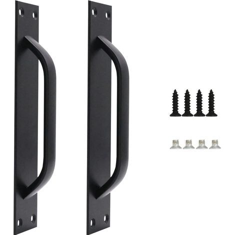 AIDUCHO Juego de 2 manijas para puertas corredizas tipo granero, manijas de aleación de aluminio, manijas resistentes para puertas corredizas de cocina y muebles, incluye tornillos, color negro. (1/5)