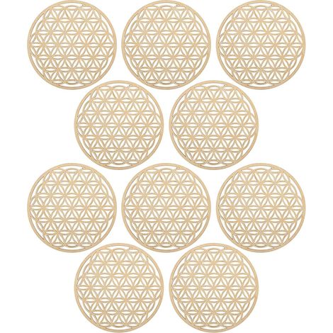 Dessous de Verre Bois Rond en Tilleul 10pcs, Tapis Cuisine Absorbant Chaleur et Protecteur de Table pour Décoration et Vaisselle Bois (1/5)