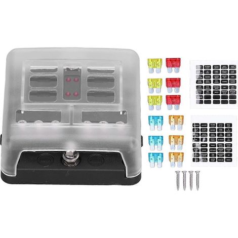 Sicherungsblock-Flachsicherungskastenhalter, 6-fach, wasserdicht, mit LED-Anzeige für Fahrzeug/Boot
