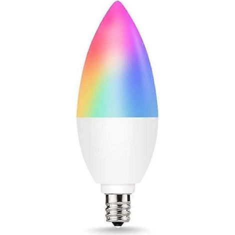 Ampoule connectée Wi-Fi E14 E27 B22, style bougie, RGB+CW+WW, compatible avec l'application Tuya Smart Life et la commande vocale Alexa/Google Home, intensité variable. (1/4)