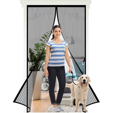 Moustiquaire de Porte Magnetique Rideau 140 x 220cm - Rideau Magnétique Anti-moustique - Fermeture Automatique - Noir (1/5)