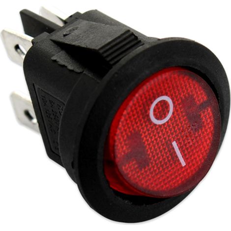 INTERRUTTORE BIPOLARE TONDO LUMINOSO ROSSO 4 Contatti VARI USI ELETTRODOMESTICI