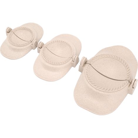 Set mit 3 Weizenstroh-Empanada-Formen in verschiedenen Größen und Primärfarben. (1/5)