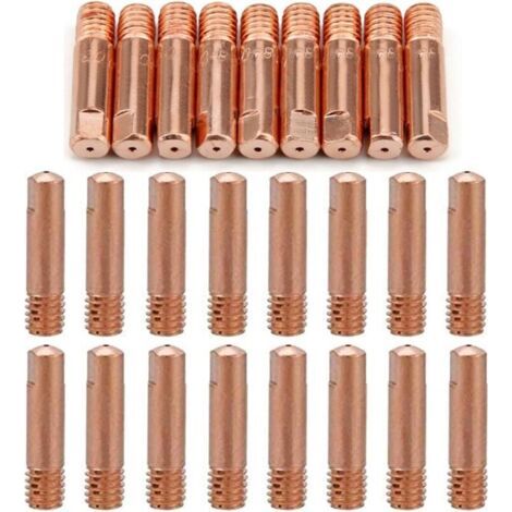 Reboot 40 pièces MB15 15AK buses de gaz buses de contact porte-buse 0,8/1,0 mm MIG/MAG consommables pour torche de soudage pointes de contact MIG machine de soudage MIG(20pc-0.8mm,20pcs-1.0mm) (1/4)