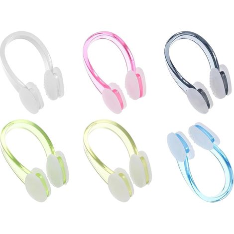 6 Pcs Nose Clips Swimming, Soft Silicone Swimming Nose Clip Adult and Kids, Waterproof Nose Plug for Beginners and Professional Swimmers, Non-Slip Nose Clip for Water Sports, Multi-Colour S (1/5)