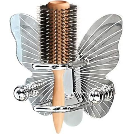 Wall-mounted hairbrush holder - Butterfly-shaped wall-mounted storage shelf for bathroom accessories and hair ties (1/5)