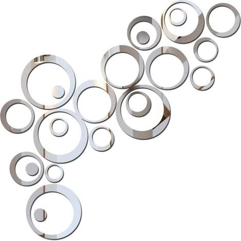 Miroir Acrylique - Autocollant Décoratif Rond - Pour Murs Portes Fenêtres - 24 Pièces (13,5 / 10 / 7,5 / 5 / 3 / 2,5 cm) (1/5)