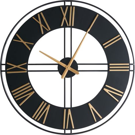 Horloge Murale Moderne Industrielle Scandinave en Métal à Suspendre Noire Perigny (1/5)