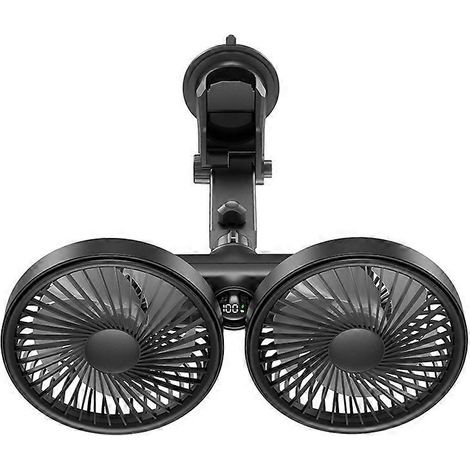 Tragbarer Doppelkopf-USB-Ventilator mit Saugnapf, um 360° drehbarer Kopf, Autositz-Windschutzscheiben-Kühlventilator (1/5)
