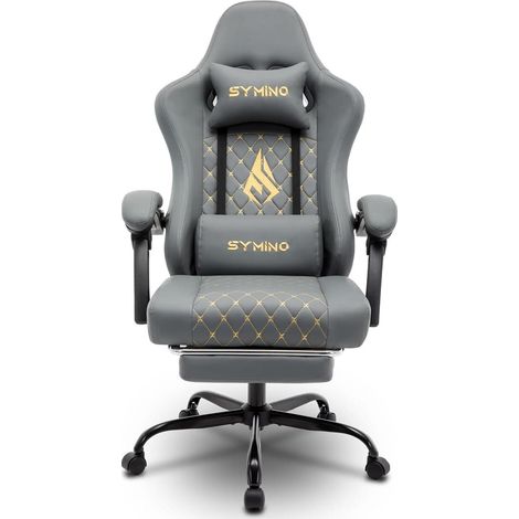 Symino Gaming Stuhl Racing Style 200 kg Belastbarkeit Vintage PU Leder Fußstütze (1/5)