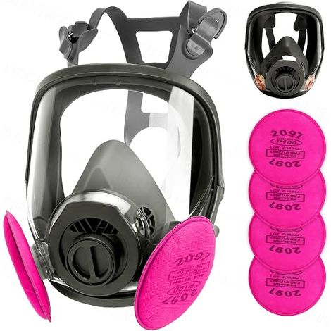 Masque, masque réutilisable avec filtre, masque à gaz anti - produits chimiques / vapeurs organiques / formaldéhyde (1/5)
